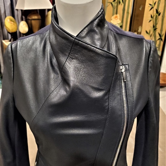 Via Spiga Womens Lighweight Leather Ponte Jacket - Picture 3 of 4